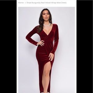 Shae Burgundy Red Velvet Wrap Dress by Emprada